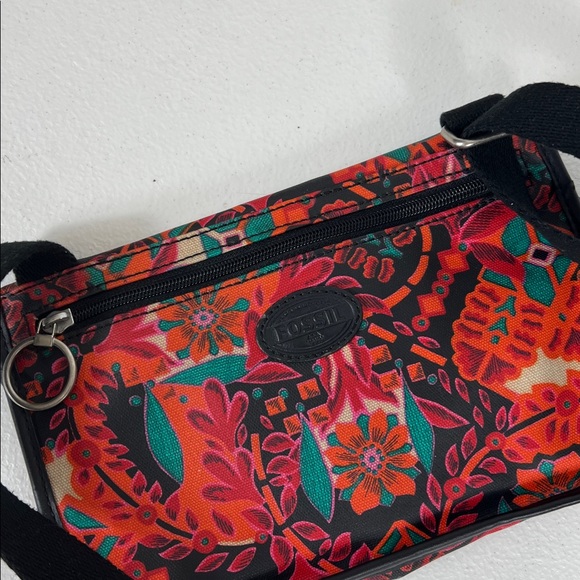 Fossil Keyper Small Crossbody Floral Orange & Teal - Picture 3 of 11